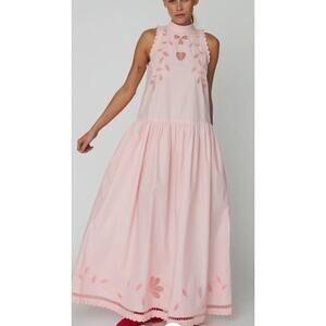 Stella Nova Anthropologie Embroidery Anglaise Sleeveless Maxi Dress - Pink US10